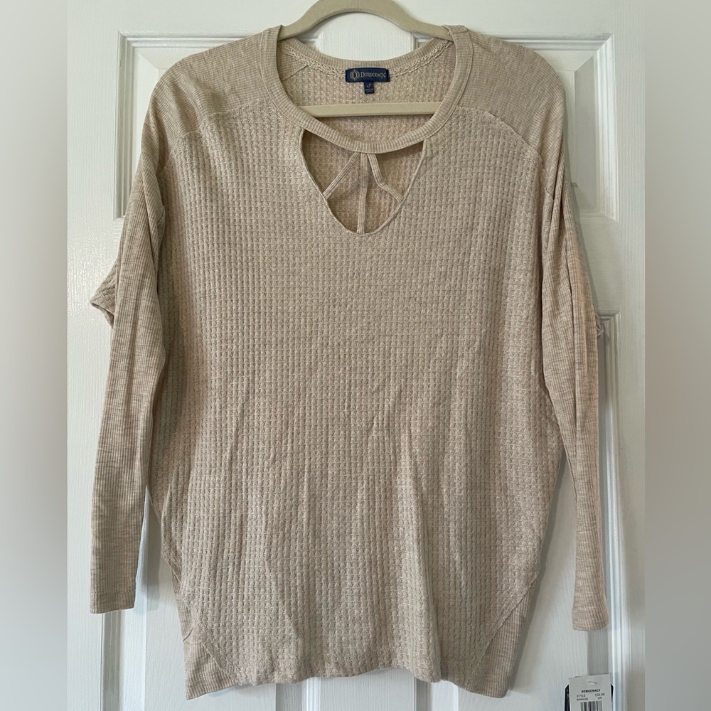 NWT Democracy Beige Long Sleeve Top, Size Small
